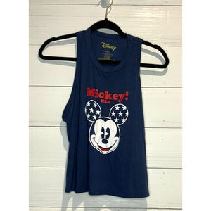 Disney Girls Size Large Mickey Mouse USA Blue Tank Top Racerback NEW